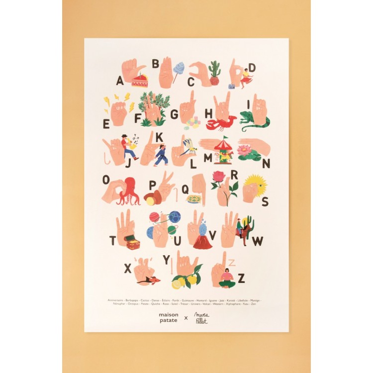 Affiche abécédaire - langue des signes illustrée