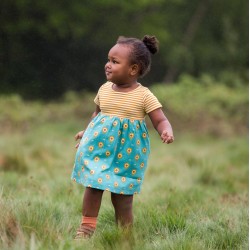 Robe bébé manches courtes - Tournesols & Rayures