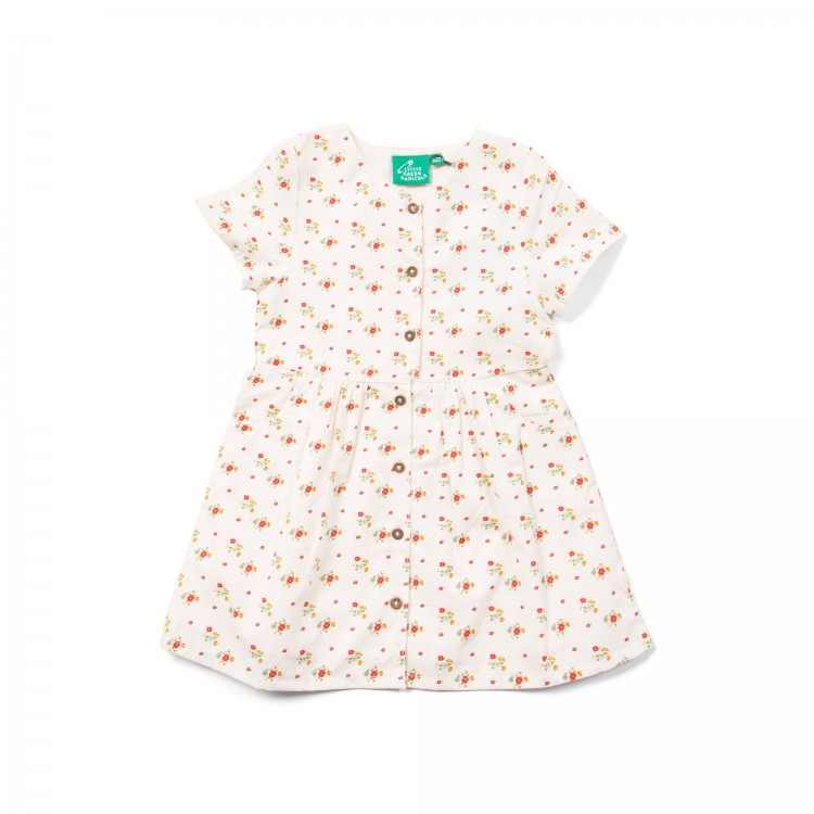 Robe enfant manches courtes à boutons Fleurs
