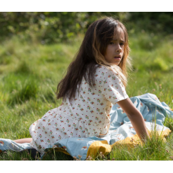 Robe enfant manches courtes à boutons Fleurs