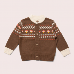 Cardigan bébé en coton bio - motif Champignons