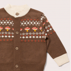 Cardigan bébé en coton bio - motif Champignons