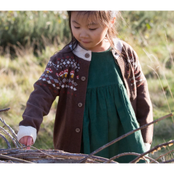 Cardigan bébé en coton bio - motif Champignons