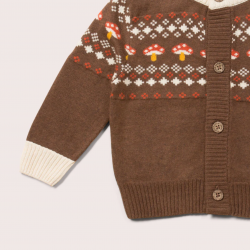 Cardigan bébé en coton bio - motif Champignons