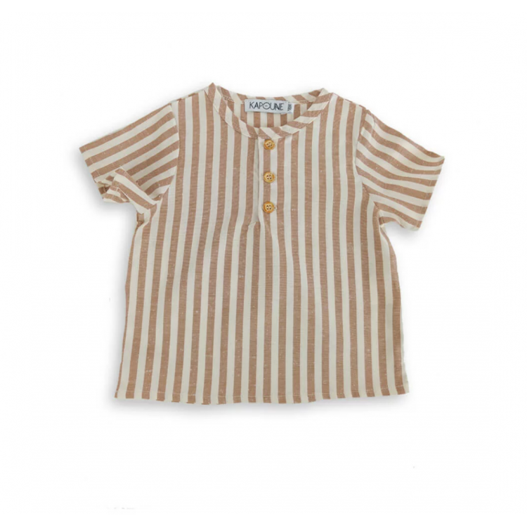 Blouse à manches courtes en coton bio rayé Blouse à manches courtes en coton bio rayé
