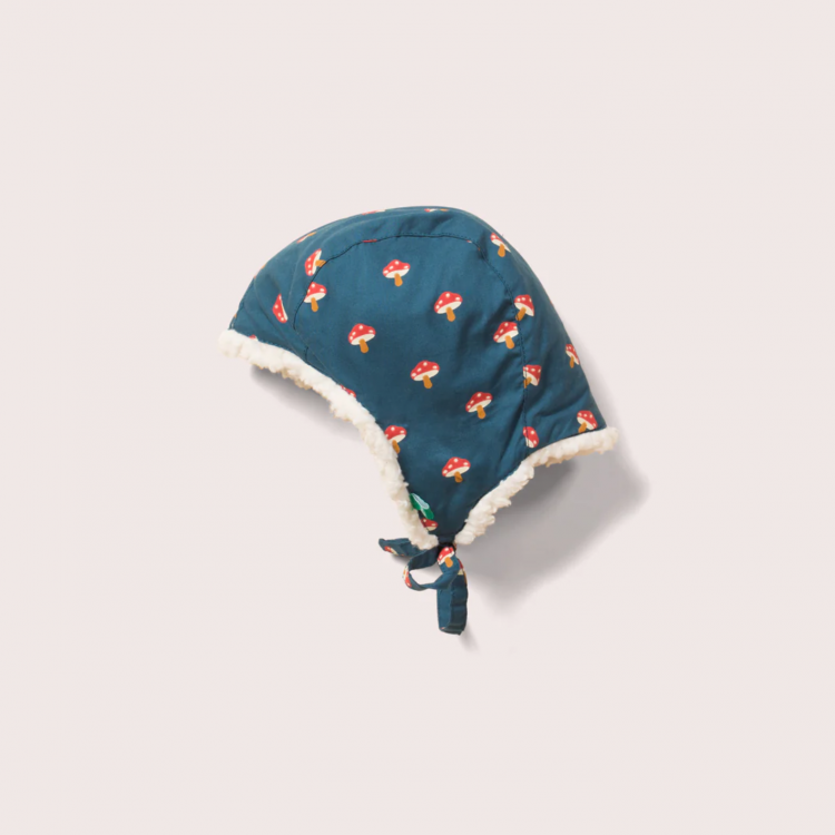 Bonnet fourré sherpa - motif Champignons