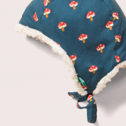 Bonnet fourré sherpa - motif Champignons