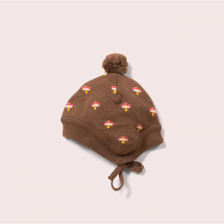 Bonnet coton tricot - motif Champignons