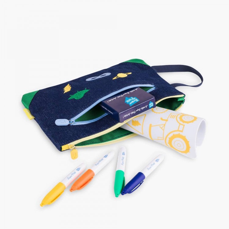 Trousse écolier Denim brodée - Espace Trousse écolier Denim brodée - Espace