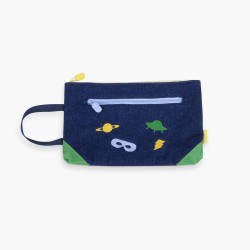 Trousse écolier Denim brodée - Espace