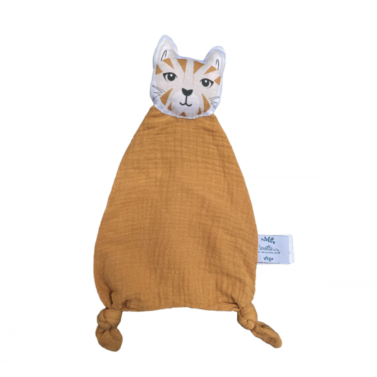 Doudou plat en gaze de coton à tête de chat Doudou plat en gaze de coton à tête de chat