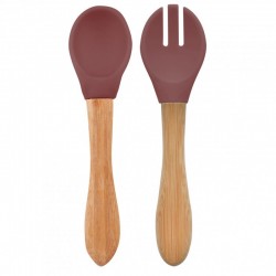 Set de 2 couverts en silicone et bambou