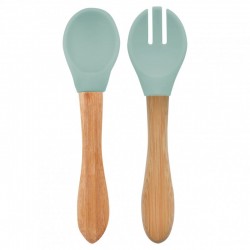 Set de 2 couverts en silicone et bambou