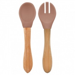 Set de 2 couverts en silicone et bambou