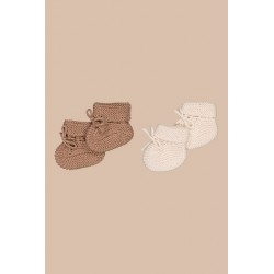 Chaussons de naissance en maille coton et laine