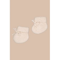Chaussons de naissance en maille coton et laine