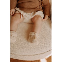 Chaussons de naissance en maille coton et laine