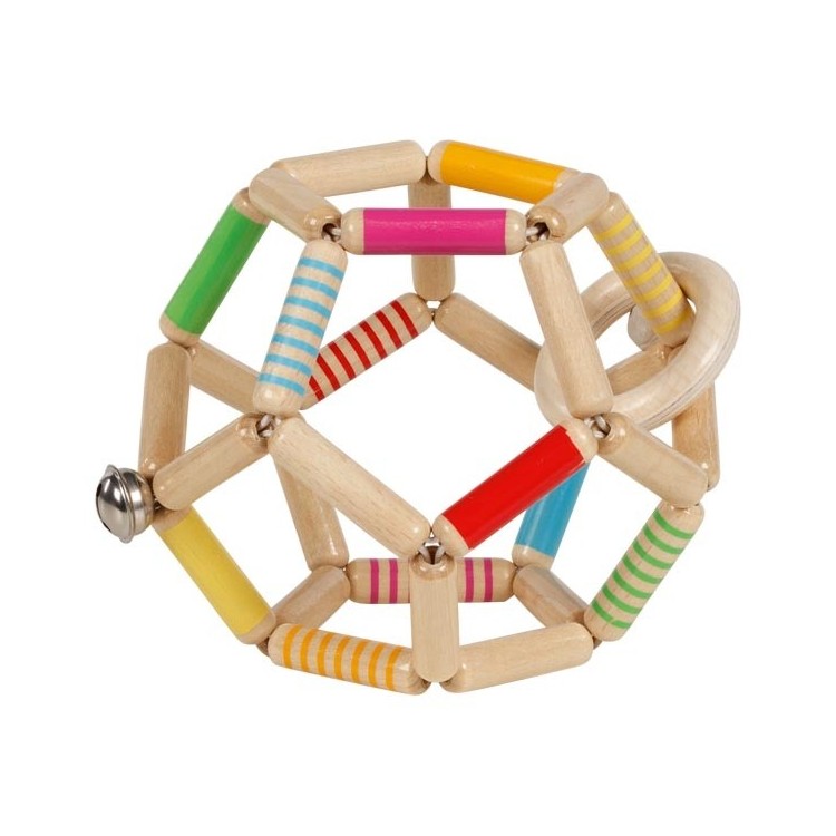 Hochet-balle flexible rayée en bois Hochet-balle flexible rayée en bois