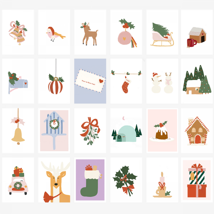 Calendrier de l'Avent 24 cartes illustrées Calendrier de l'Avent 24 cartes illustrées