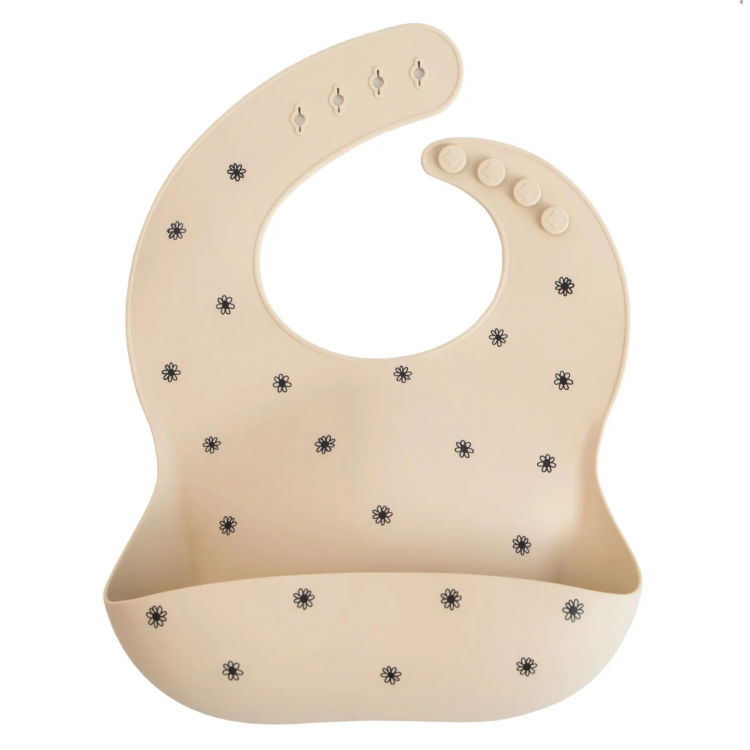 Bavoir repas souple silicone - Black Daisy Bavoir repas souple silicone - Black Daisy
