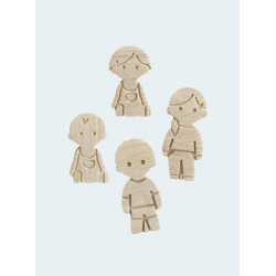 4 figurines en bois - Famille Philia