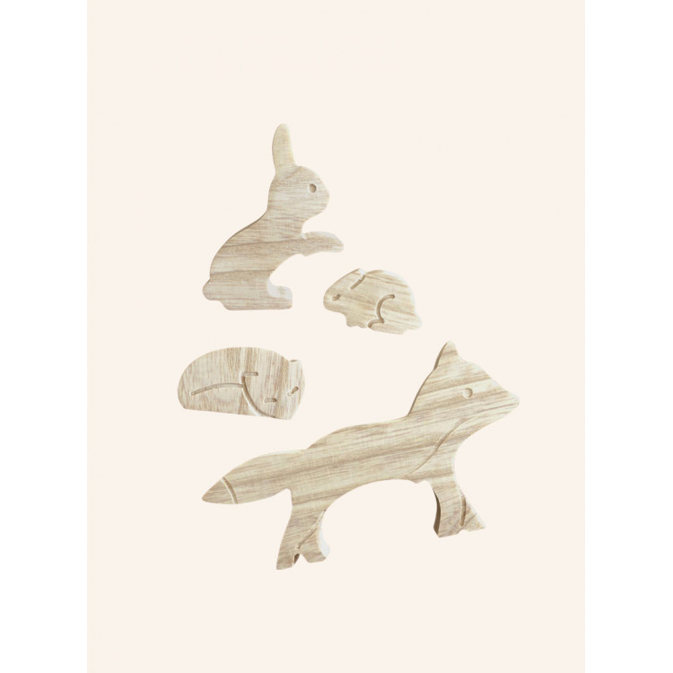 4 animaux en bois 4 animaux en bois