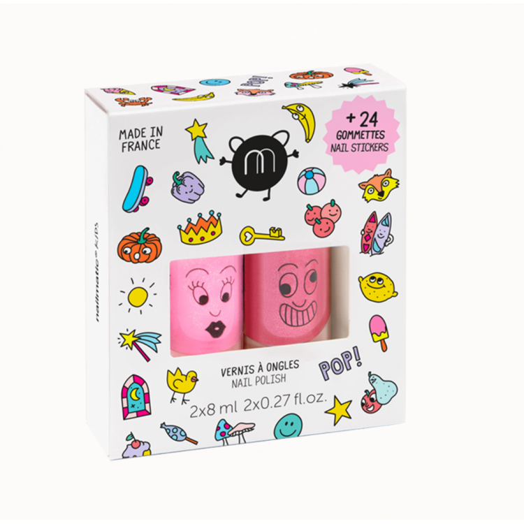 Set 2 vernis enfant et 24 gommettes d'ongles