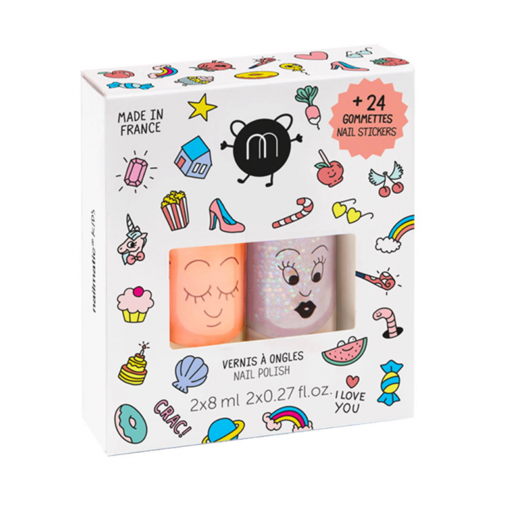 Set 2 vernis enfant et 24 gommettes d'ongles Set 2 vernis enfant et 24 gommettes d'ongles