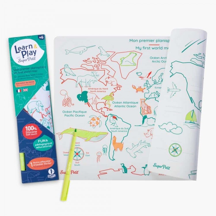 Set en silicone à colorier - Planisphère