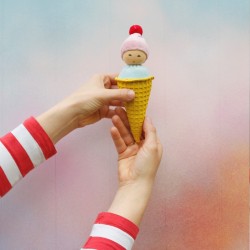 Hochet en coton éponge bio - Cornet de glace