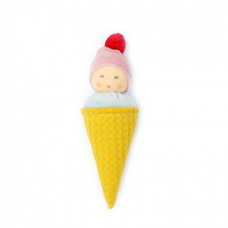 Hochet en coton éponge bio - Cornet de glace Hochet en coton éponge bio - Cornet de glace