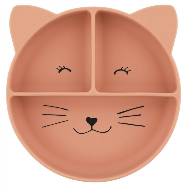 Assiette à compartiments et ventouse en silicone - Chat Assiette à compartiments et ventouse en silicone - Chat