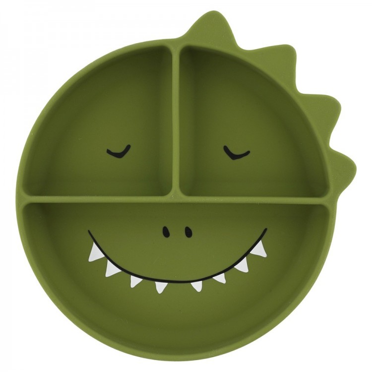 Assiette à compartiments et ventouse en silicone - Dino Assiette à compartiments et ventouse en silicone - Dino