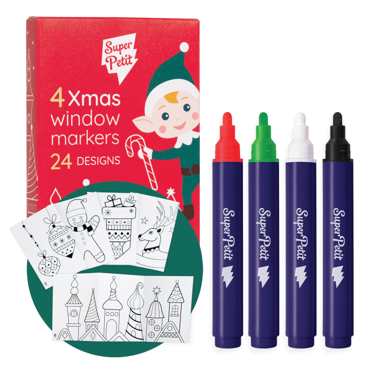Feutres pour vitres Noël + 24 modèles à reproduire Feutres pour vitres Noël + 24 modèles à reproduire