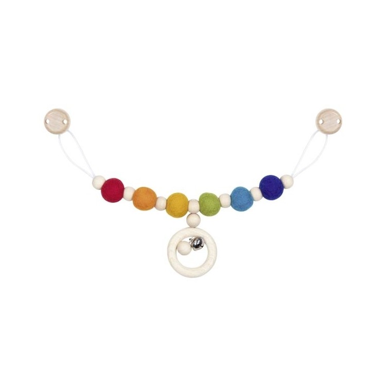 Chaîne poussette clips - Arc-en-ciel feutrine Chaîne poussette clips - Arc-en-ciel feutrine