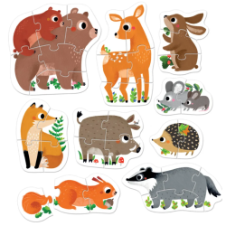 Puzzles progressifs 2 à 6 pièces - Animaux de la forêt