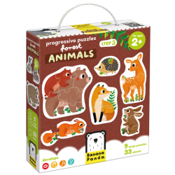 Puzzles progressifs 2 à 6 pièces - Animaux de la forêt