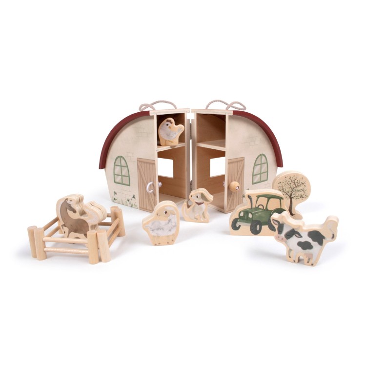 Ferme et figurines animaux en bois