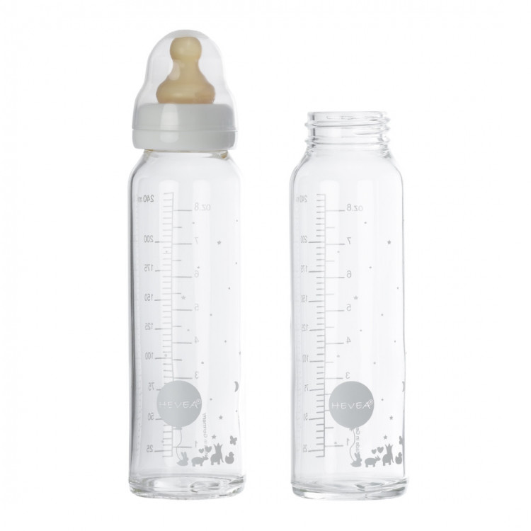 Lot de 2 biberons en verre 240ml - tétine caoutchouc