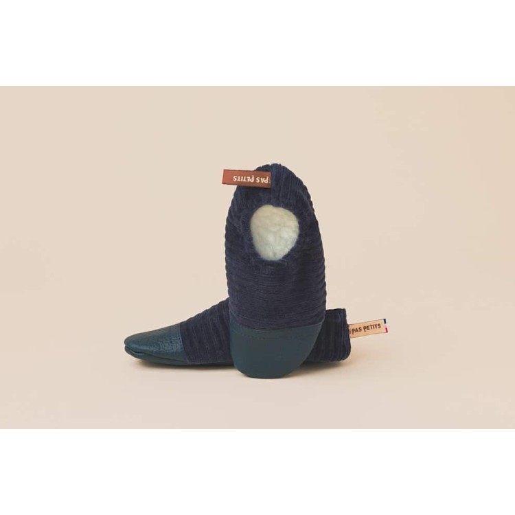 Chaussons Les petits velours bleu