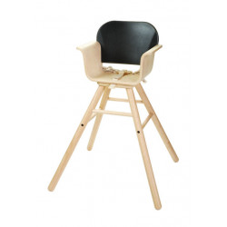 Chaise haute ajustable en bois d'hévéa