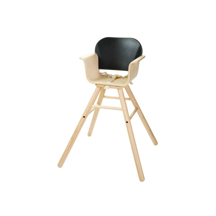 Chaise haute ajustable en bois d'hévéa