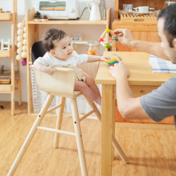 Chaise haute ajustable en bois d'hévéa