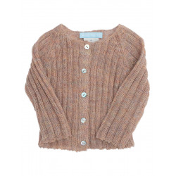 Cardigan maille côtelée en laine 100% baby alpaga