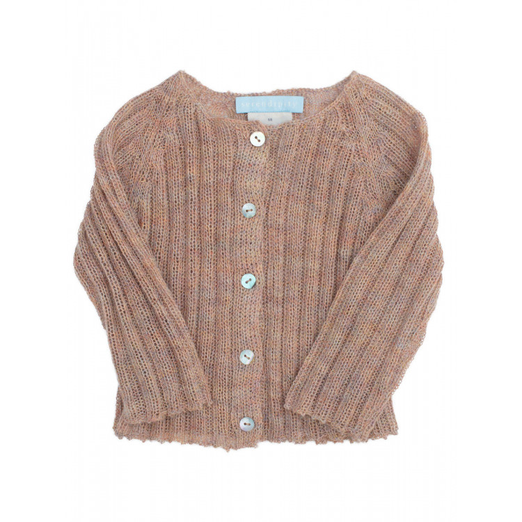 Cardigan maille côtelée en laine 100% baby alpaga