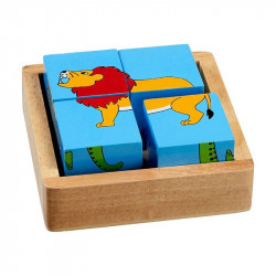 Puzzle 4 cubes animaux du monde