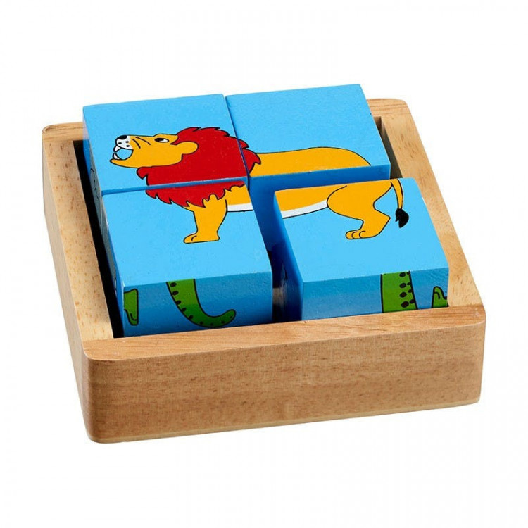 Puzzle 4 cubes animaux du monde