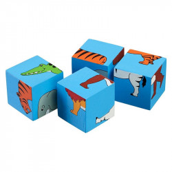 Puzzle 4 cubes animaux du monde