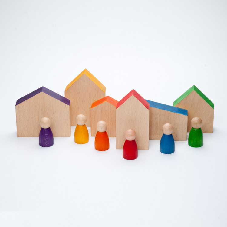 Jeu libre - 6 maisons et 6 bonshommes Nins Jeu libre - 6 maisons et 6 bonshommes Nins