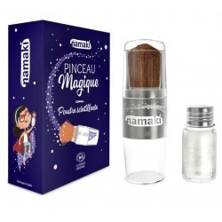 Poudre scintillante argentée & son pinceau magique